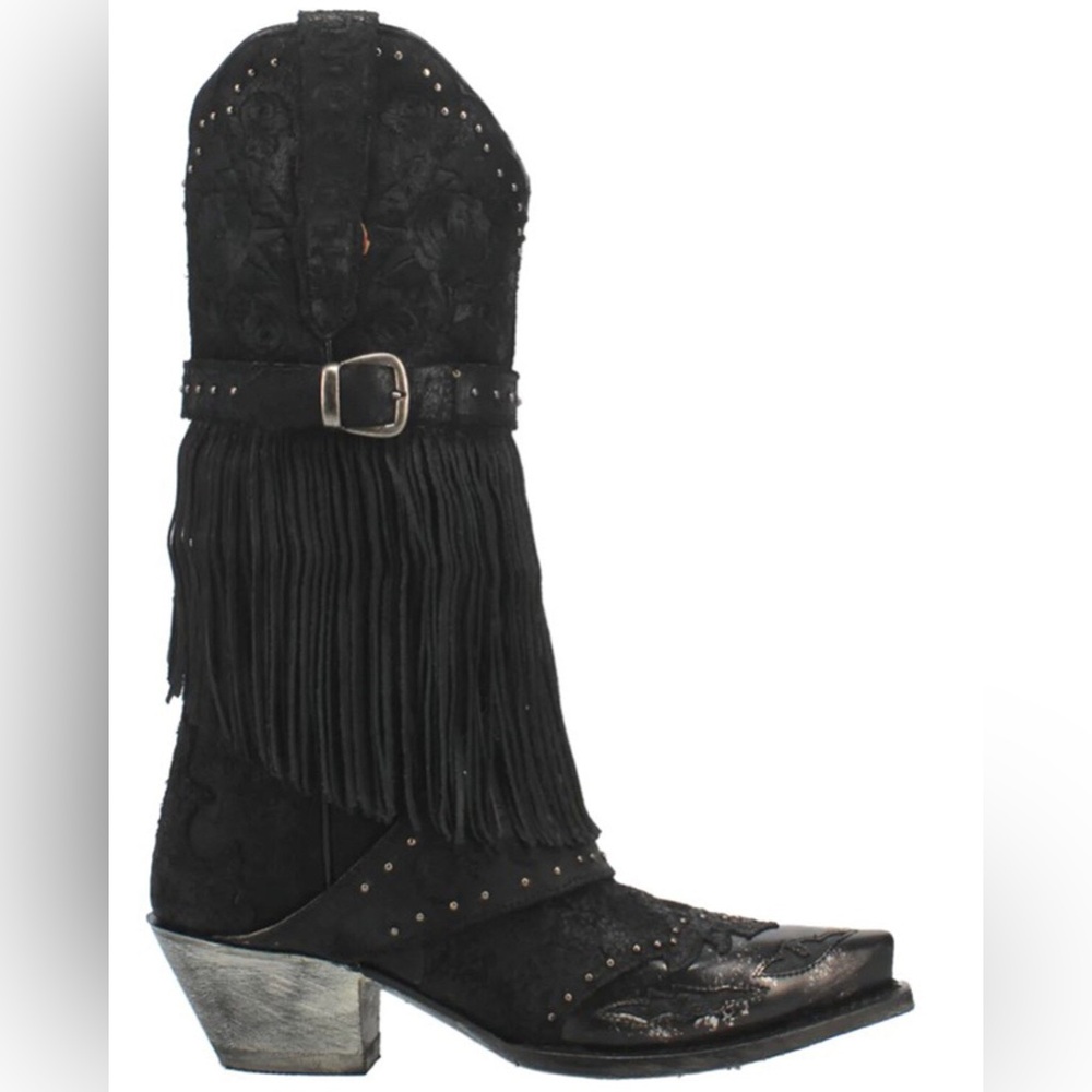 Dan Post Black Fringe Western Boots